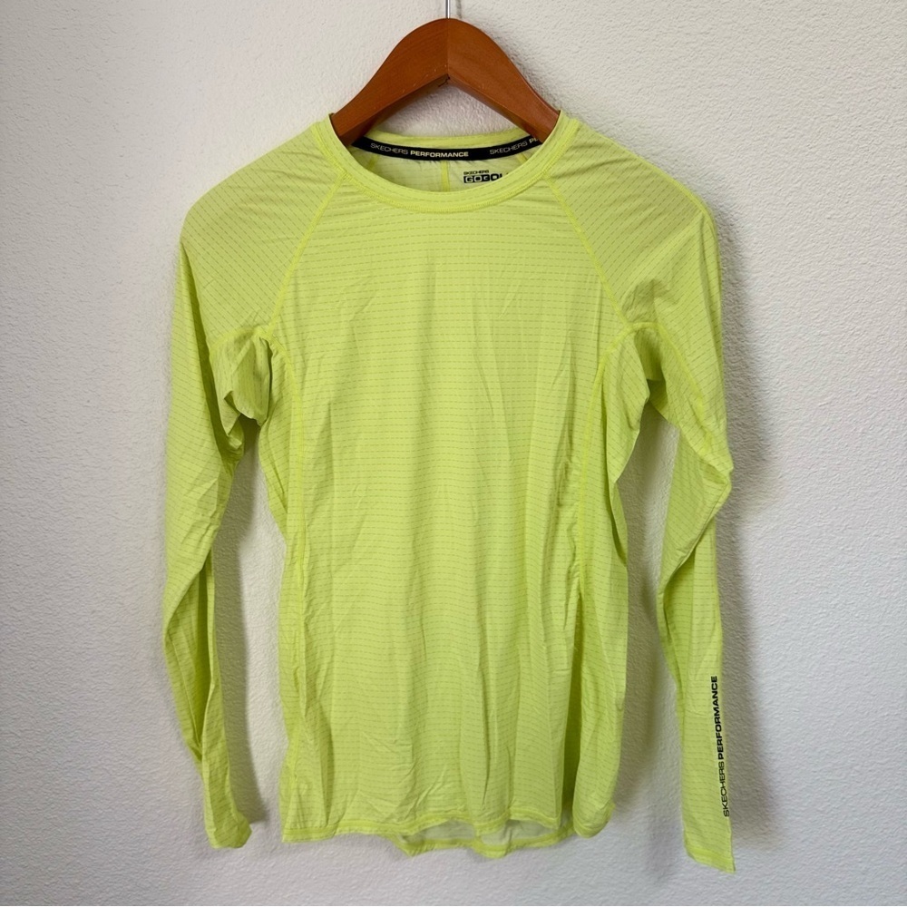 Skechers Go Golf Green Yellow Long Sleeve Athletic Shirt Women’s Size Medium
